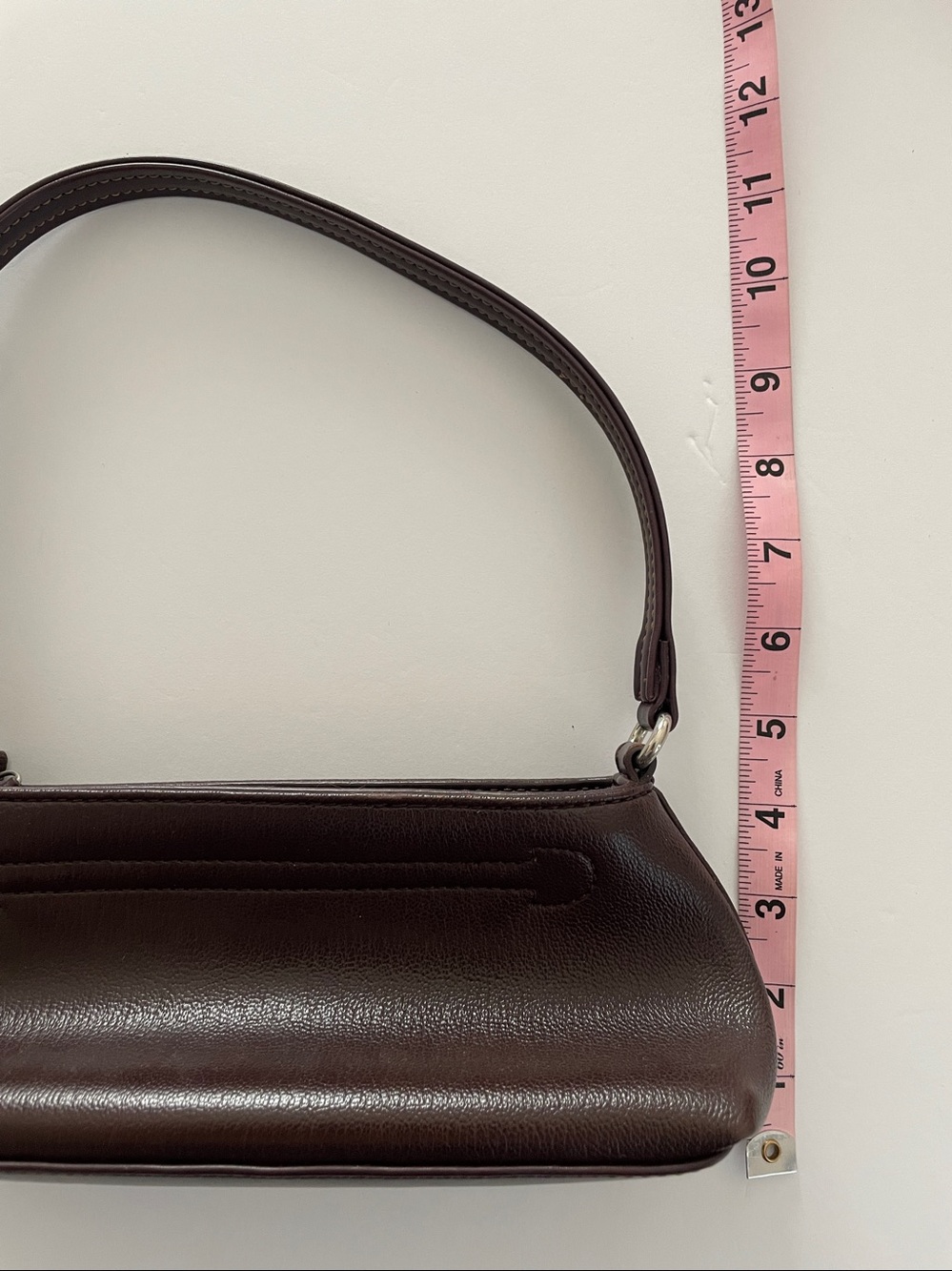 MONDANI- Brown Vegan Leather Small Mini Shoulder Bag silver Accents - Picture 5 of 7